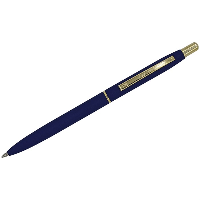 Ручка шариковая Luxor "Sterling" синяя, 1,0мм, корпус синий/золото, кнопочный механизм - фото 156509