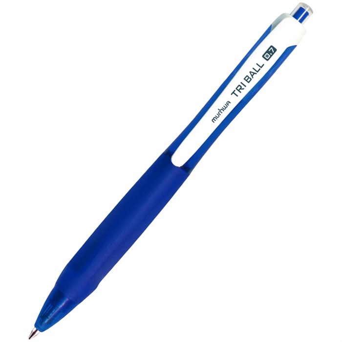 Ручка шариковая автоматическая MunHwa "Triball" синяя, 0,7мм, грип - фото 160389