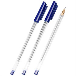 Ручка шариковая СТАММ "РШ 800" синяя, 0,7мм, прозрачный корпус - фото 162361