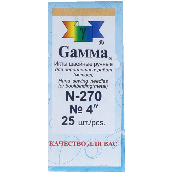 Иглы для шитья ручные Gamma N-270, 10см, 25шт. в конверте - фото 208236