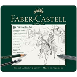Набор карандашей ч/г Faber-Castell "Pitt Graphite", 19 предметов, заточен., метал. кор. - фото 209652
