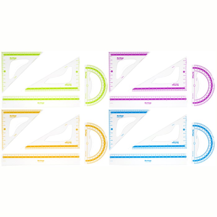 Набор чертежный средний Berlingo "Color" (треуг. 2шт, линейка 20см, транспортир), прозрачный - фото 210310