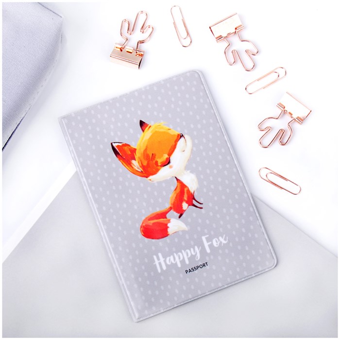 Обложка для паспорта MESHU "Happy Fox", ПВХ, 2 кармана - фото 212802
