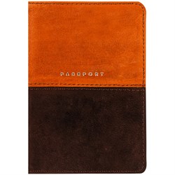Обложка для паспорта OfficeSpace "Duo", кожа, осень+коричневый, тиснение фольгой - фото 212863