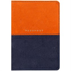 Обложка для паспорта OfficeSpace "Duo", кожа, осень+тм.синий, тиснение фольгой - фото 212867