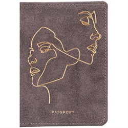 Обложка для паспорта OfficeSpace "Life line", кожзам, серый, тиснение фольгой - фото 212906