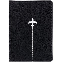 Обложка для паспорта OfficeSpace "Travel", кожзам, черный, тиснение фольгой - фото 212945
