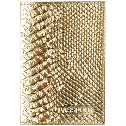 Обложка для паспорта OfficeSpace "Питон", кожа, тиснение, золотой металлик - фото 213031