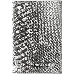 Обложка для паспорта OfficeSpace "Питон", кожа, тиснение, серебряный металлик - фото 213035