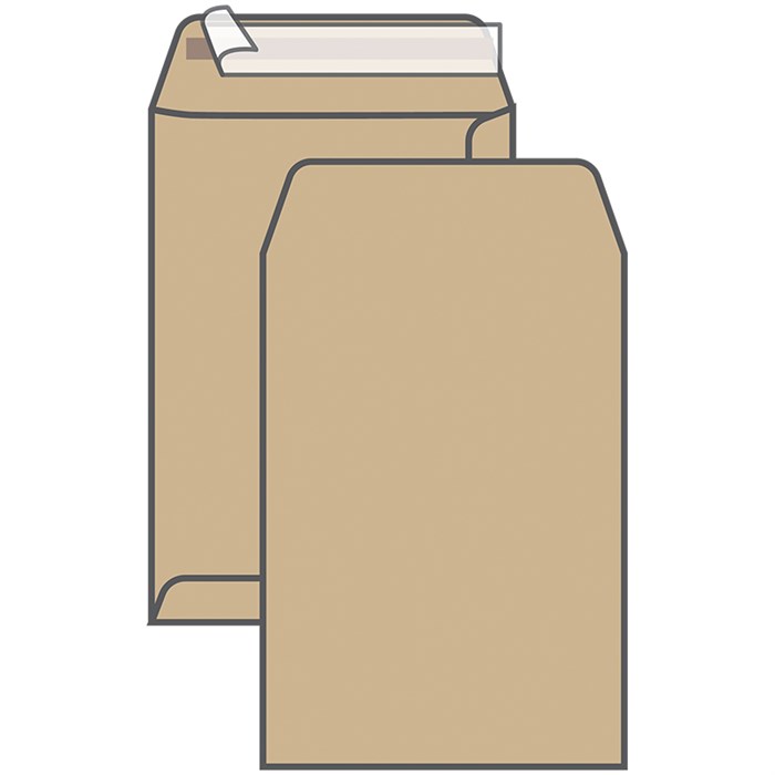 Пакет почтовый В4, UltraPac, 250*353мм, коричневый крафт, отр. лента, 90г/м2 - фото 214533