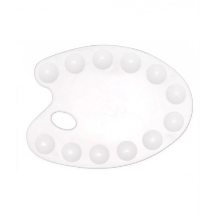 Палитра Гамма, малая, овальная, 12 ячеек, белая, пластик - фото 214652