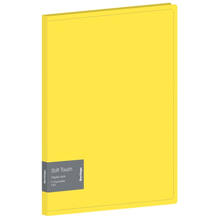 Папка с 10 файлами Berlingo "Soft Touch", 17мм, 700мкм, желтая, с внутр. карманом - фото 217176