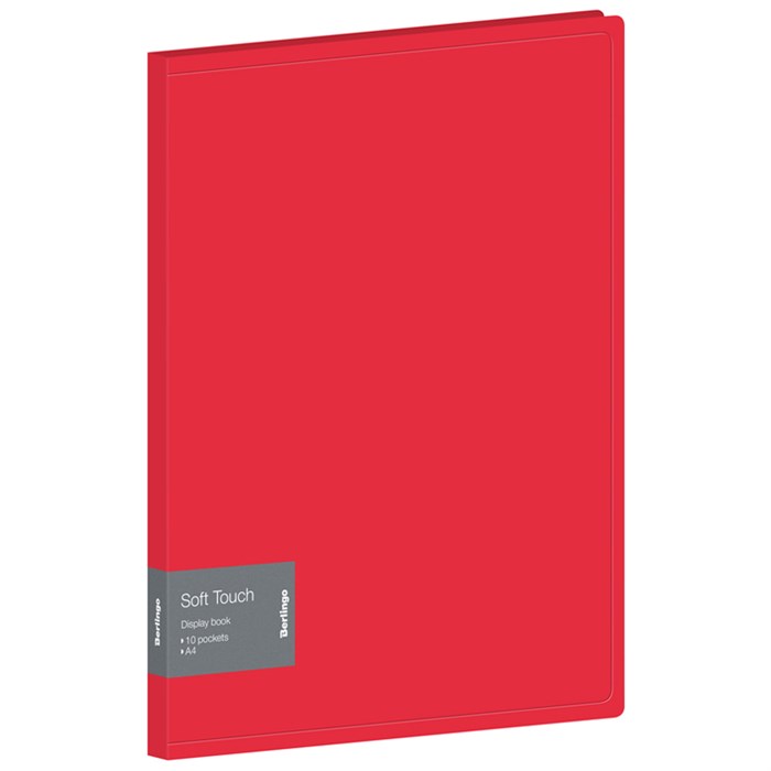 Папка с 10 файлами Berlingo "Soft Touch", 17мм, 700мкм, красная, с внутр. карманом - фото 217184