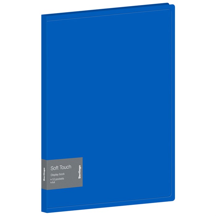 Папка с 10 файлами Berlingo "Soft Touch", 17мм, 700мкм, синяя, с внутр. карманом - фото 217192