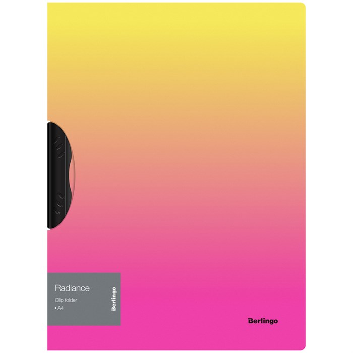 Папка с пластиковым клипом Berlingo "Radiance" А4, 450 мкм, желтый/розовый градиент - фото 218530