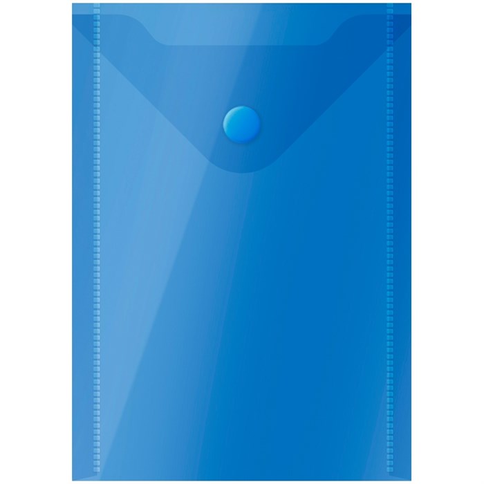 Папка-конверт на кнопке А6 OfficeSpace (105*148мм), 150мкм, полупрозрачная, синяя - фото 219574