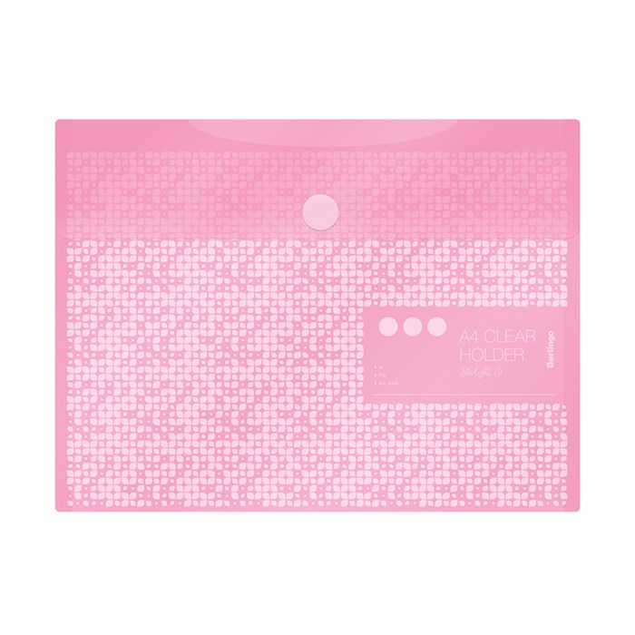 Папка-конверт на липучке Berlingo "Starlight S", А4, 180мкм, пастель, розовая - фото 219596