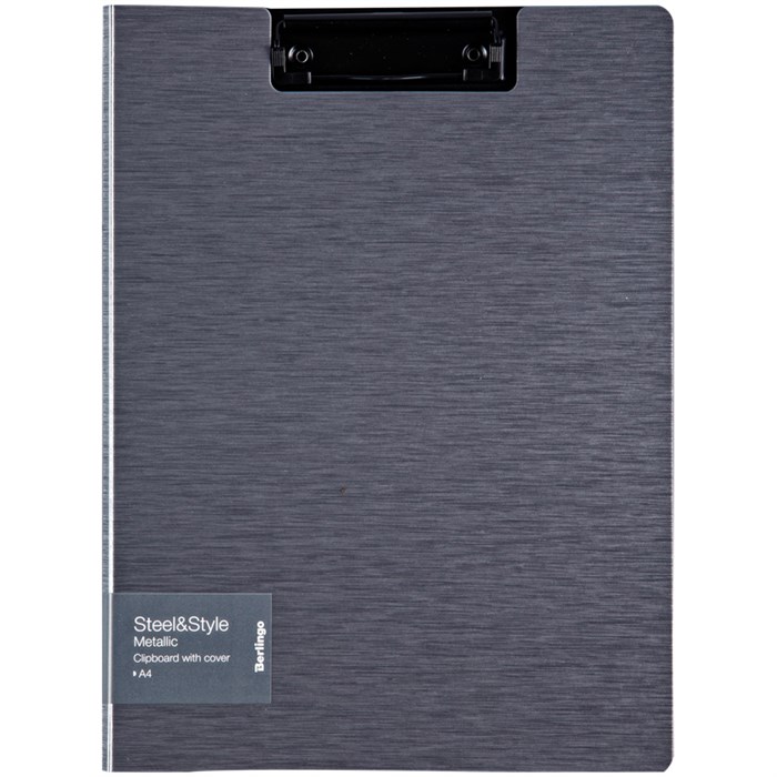 Папка-планшет с зажимом Berlingo "Steel&amp;Style" A4, пластик (полифом), серебристый металлик - фото 219800