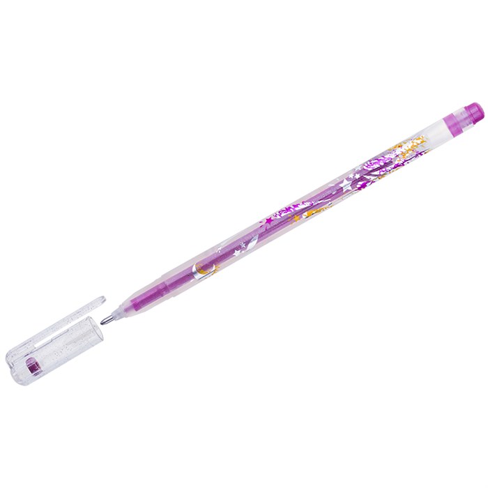 Ручка гелевая Crown "Glitter Metal Jell" розовая с блестками, 1,0мм - фото 229195