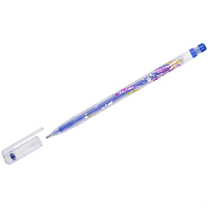 Ручка гелевая Crown "Glitter Metal Jell" синяя с блестками, 1,0мм - фото 229204