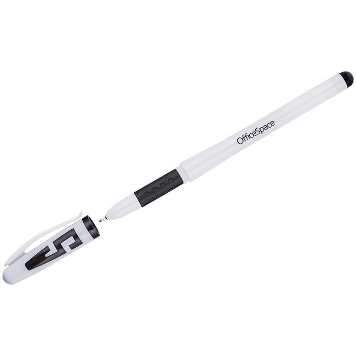 Ручка гелевая OfficeSpace черная, 1мм, грип - фото 229464