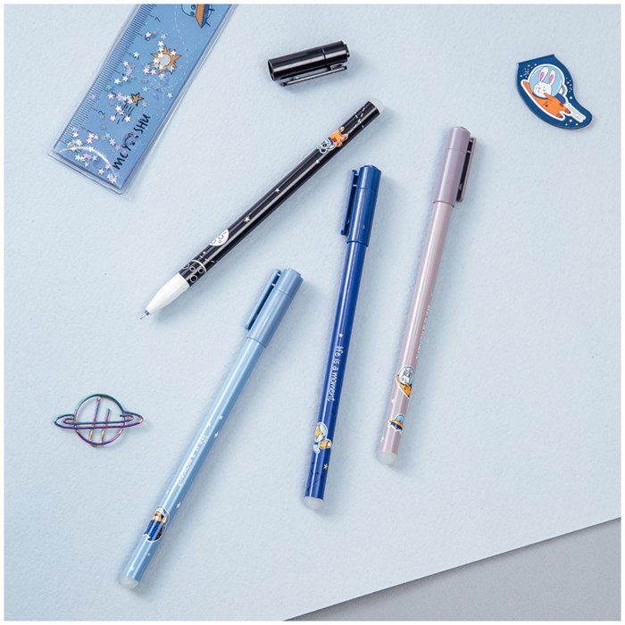 Ручка гелевая стираемая MESHU "Space Adventure", синяя, 0,5мм, корпус ассорти - фото 229694