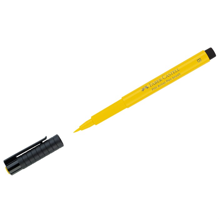 Ручка капиллярная Faber-Castell "Pitt Artist Pen Brush" цвет 107 кадмиевая желтая, кистевая - фото 229917