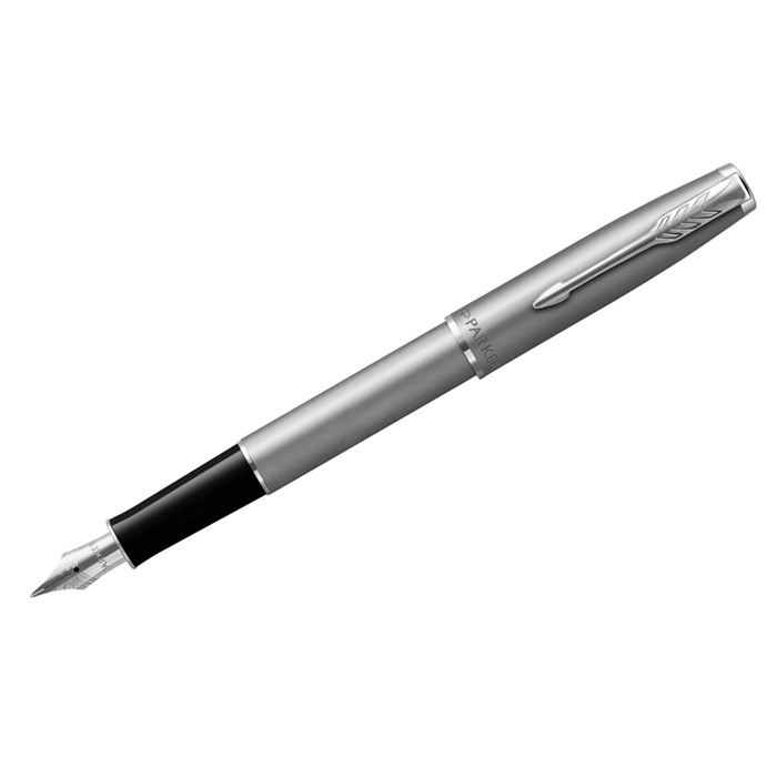 Ручка перьевая Parker   Sonnet Sand Blasted Stainless Steel  черная,  0,8мм, подар. уп. - фото 230623