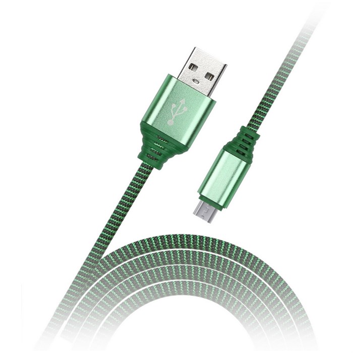 Кабель Smartbuy iK-12NS, USB2.0 (A) - microUSB (B), в оплетке, 2A output, 1м, зеленый - фото 249097