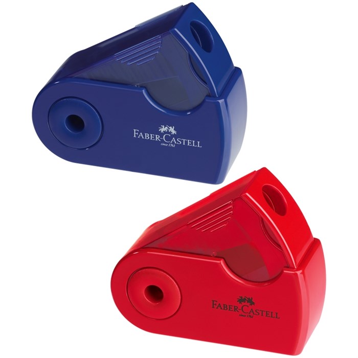 Точилка пластиковая Faber-Castell "Sleeve Mini", 1 отверстие, контейнер, красная/синяя - фото 249968
