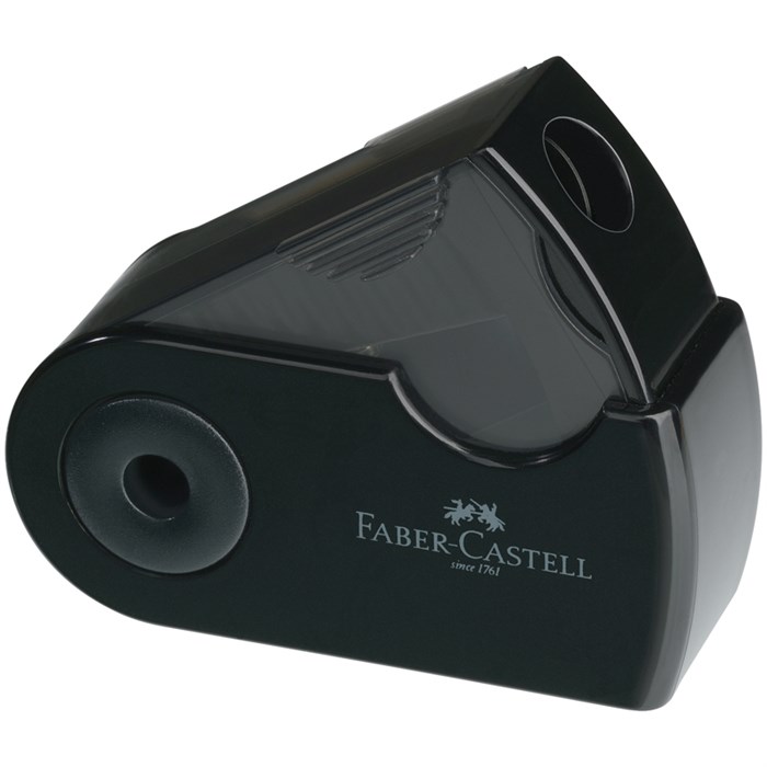 Точилка пластиковая Faber-Castell "Sleeve Mini", 1 отверстие, контейнер, черная - фото 249971