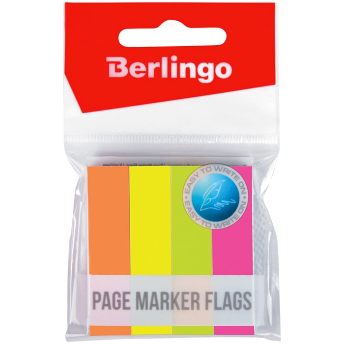 Флажки-закладки Berlingo, 12*50мм, 100л*4 неоновых цвета - фото 251086