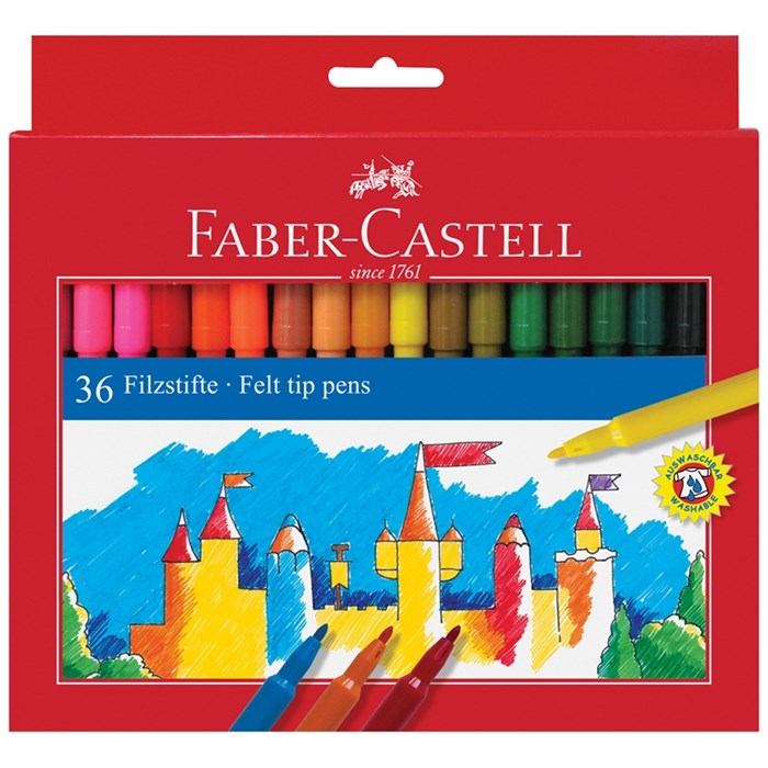 Фломастеры Faber-Castell, 36цв., смываемые, картон, европодвес - фото 251513