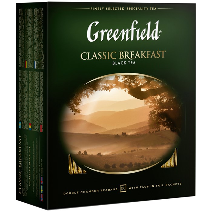 Чай Greenfield "Classic Breakfast", черный, 100 фольг. пакетиков по 2г - фото 253676