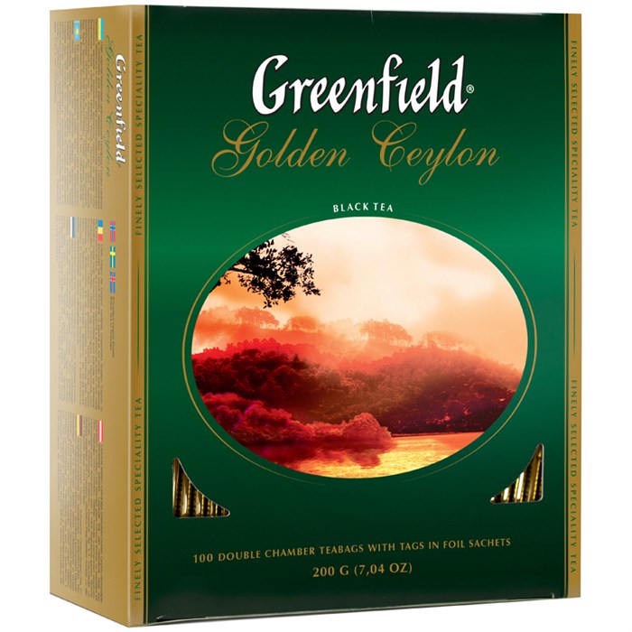 Чай Greenfield "Golden Ceylon", черный, 100 фольг. пакетиков по 2г - фото 253690