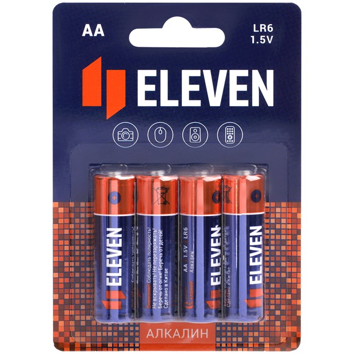 Батарейка Eleven AA (LR6) алкалиновая, BC4 - фото 263160