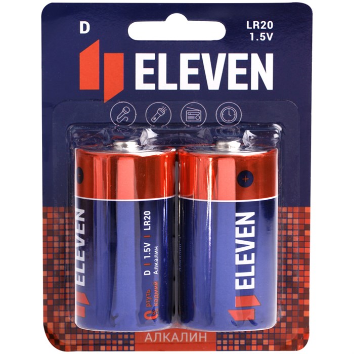 Батарейка Eleven D (LR20) алкалиновая, BC2 - фото 263211