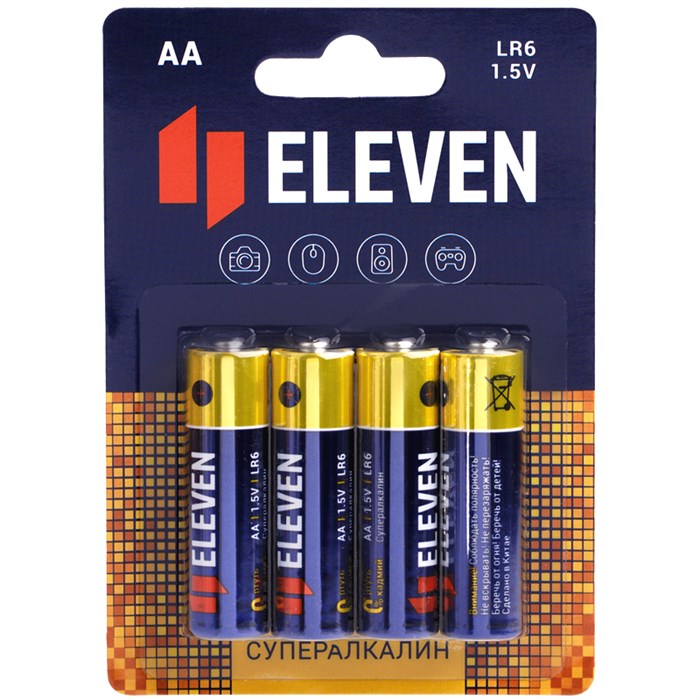 Батарейка Eleven SUPER AA (LR6) алкалиновая, BC4 - фото 263237