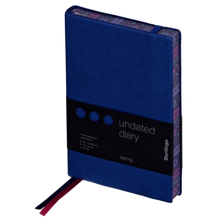 Ежедневник недатир. B6, 160л., кожзам, Berlingo "Spring", полноцветный срез, синий - фото 264933
