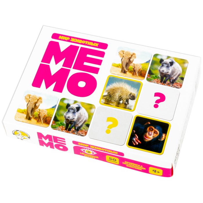 Игра настольная Десятое королевство "Мемо. Мир животных", 50 карточек, картонная коробка - фото 274506