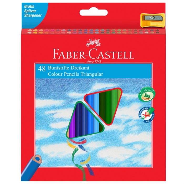 Карандаши цветные Faber-Castell 48цв., трехгран., заточен., картон, европодвес, с точилкой - фото 279841