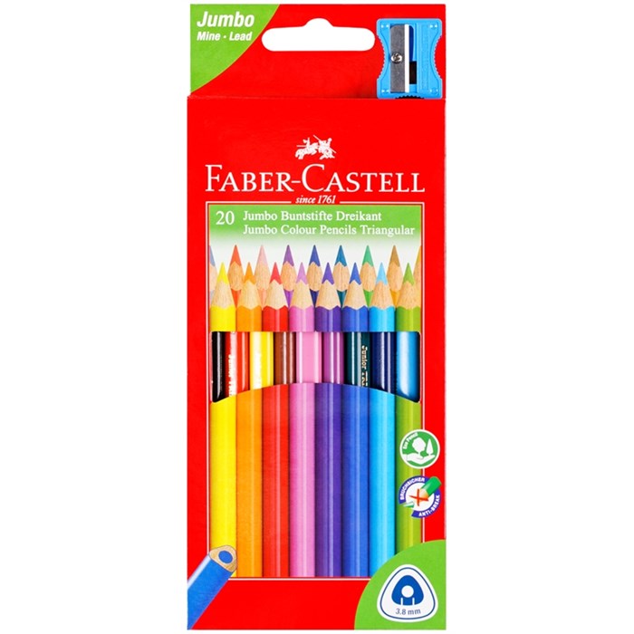 Карандаши цветные Faber-Castell 20цв. JUNIOR GRIP трехгранные с заточкой с точилкой - фото 279921