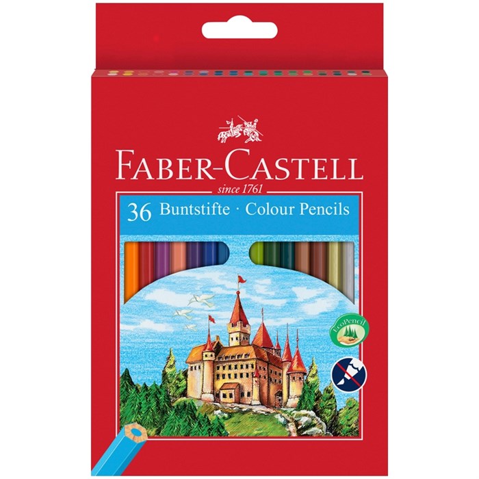 Карандаши цветные Faber-Castell, 36цв., заточен., картон, европодвес - фото 279950