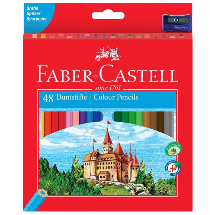 Карандаши цветные Faber-Castell "Замок", 48цв., заточен., картон, европодвес, с точилкой - фото 279953