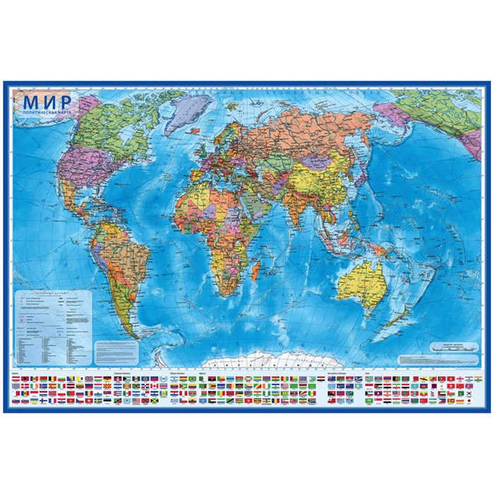 Карта "Мир" политическая Globen, 1:28млн., 1170*800мм, интерактивная, с ламинацией, в тубусе - фото 280745