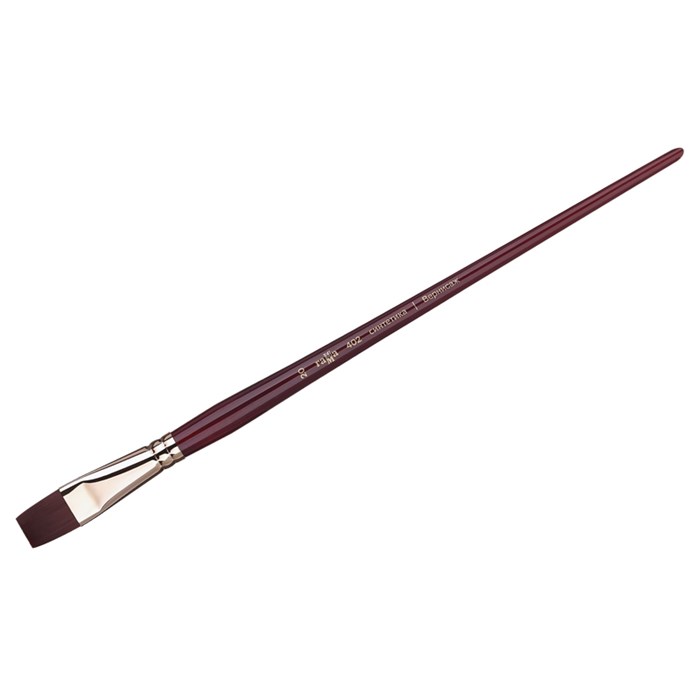 Кисть художественная синтетика бордовая Гамма "Вернисаж", плоская №20, длинная ручка - фото 282467
