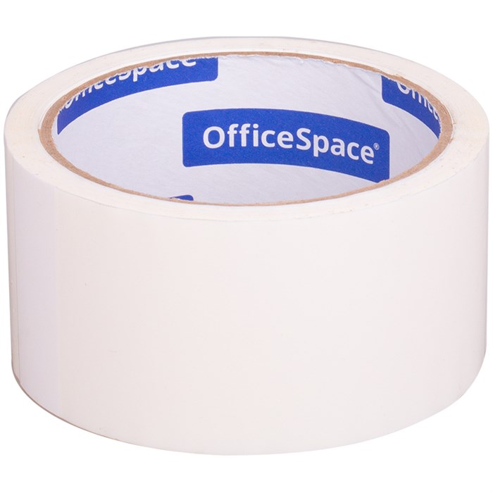 Клейкая лента упаковочная OfficeSpace, 48мм*40м, 45мкм, белая, ШК - фото 283919