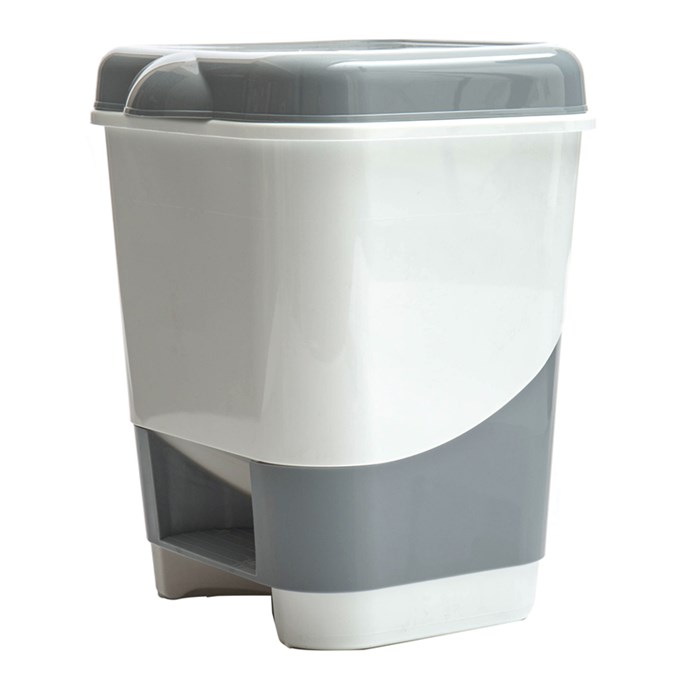 Ведро-контейнер для мусора (урна) OfficeClean, 20л, с педалью, пластик, серое - фото 286479