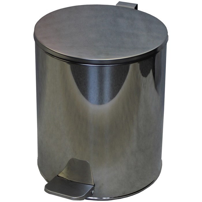 Ведро-контейнер для мусора (урна) Титан, 15л, с педалью, круглое, металл, хром - фото 286485