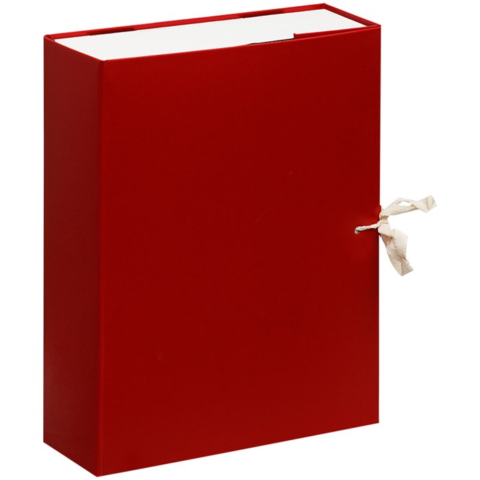 Короб архивный с завязками OfficeSpace разборный, БВ, 80мм, красный, клапан МГК - фото 289217